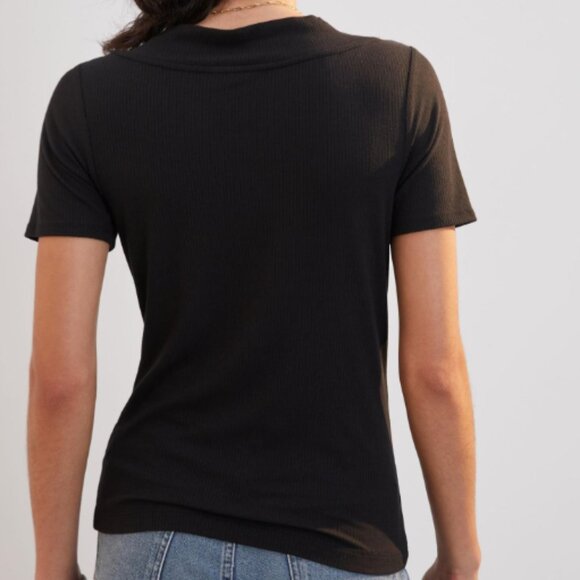 Anthropologie Daily Practice Black V-Neck Tee Small - Picture 2 of 6